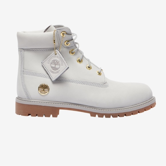 ♡BRAND NEW IN BOX Timberland™ Light Grey Genuine Nubuck Leather Boots♡ Size 5.5♡ - Picture 1 of 13